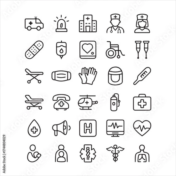 Obraz Healthcare and medical line icon set.