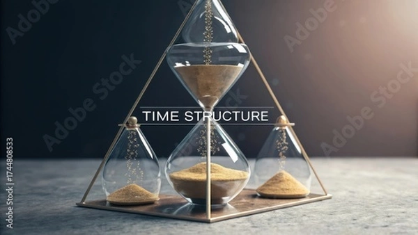 Fototapeta Elegant Glass Hourglass Display Representing the Concept of Time Structure and Its Relativity in Modern Design Aesthetics