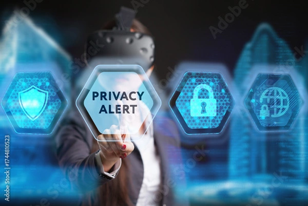 Obraz Technology, Internet, business and network concept. Privacy alert.