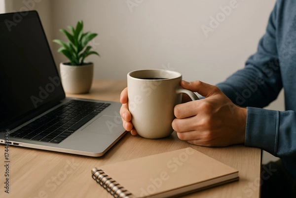 Obraz close up businessman drinking coffee