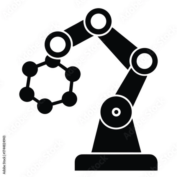 Fototapeta Robotic Arm Holding Molecule Structure in Minimal Science Concept Vector