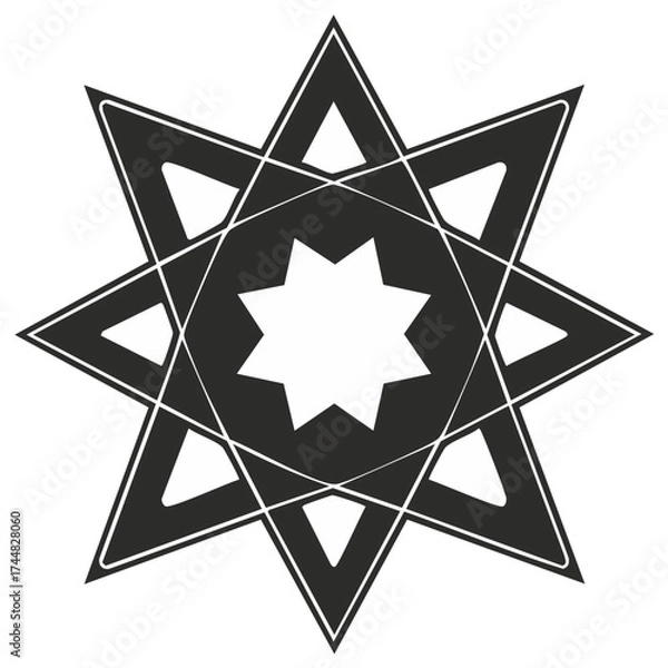Fototapeta Abstract Octagram Star Pattern: Geometric Shape with Eight Points in Black and White Design