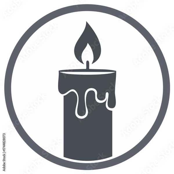 Fototapeta Glowing candle icon inside a circle symbolizes memory and remembrance during a holiday season
