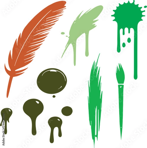 Obraz Colorful Paint Splatter Vector Set