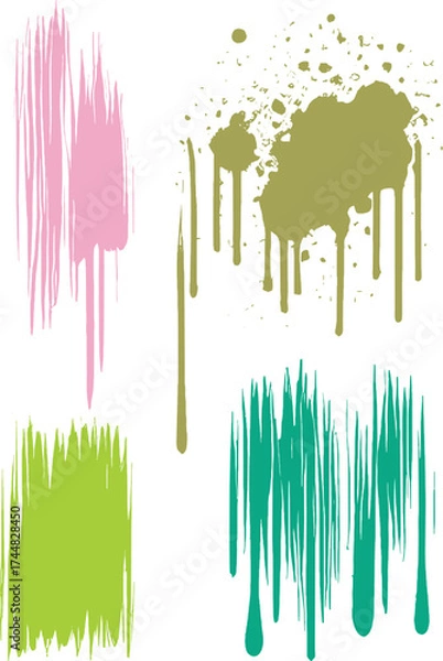 Fototapeta Colorful Paint Splatter Vector Set