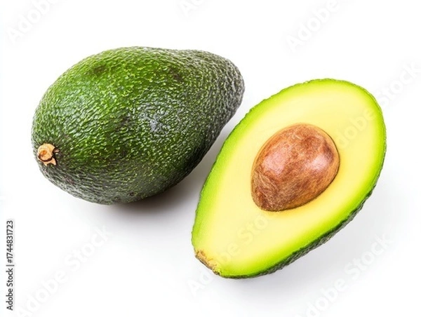 Fototapeta Fresh Avocado isolated on white background.