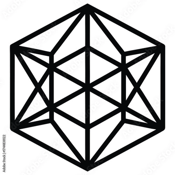 Fototapeta Crystal Structure Lattice Pattern in Minimal Geometric Science Vector  illustration