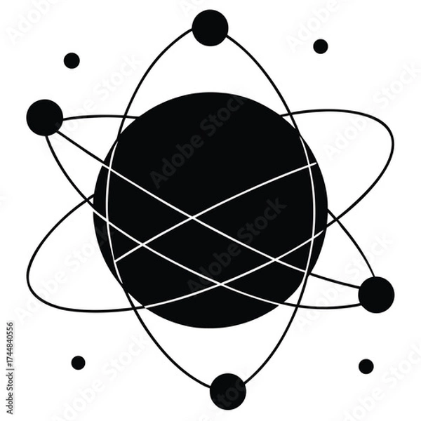 Fototapeta Abstract Solar System Model in Minimalist Geometric Space Vector