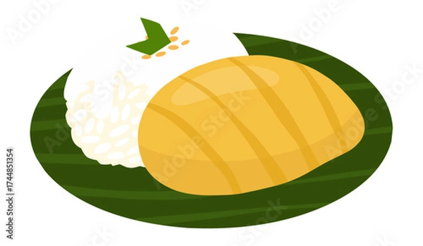 Obraz Mango Sticky Rice Illustration