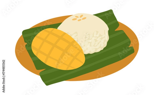 Obraz Mango Sticky Rice Illustration