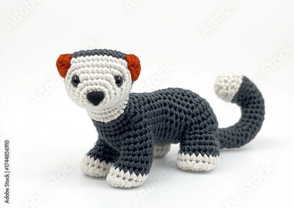 Fototapeta A cute, crocheted weasel with an adorable appearance