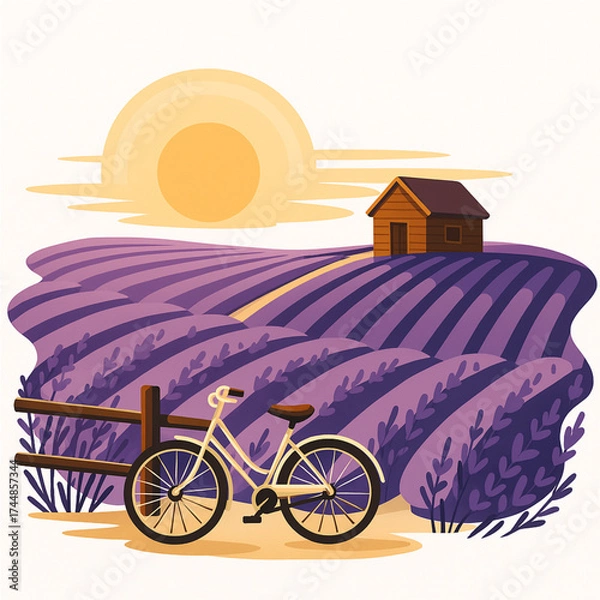 Obraz Lavender Sunset & Yellow Bicycle