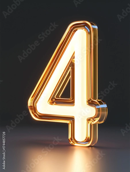 Fototapeta A glowing number four, rendered in gold, casts a warm, inviting glow
