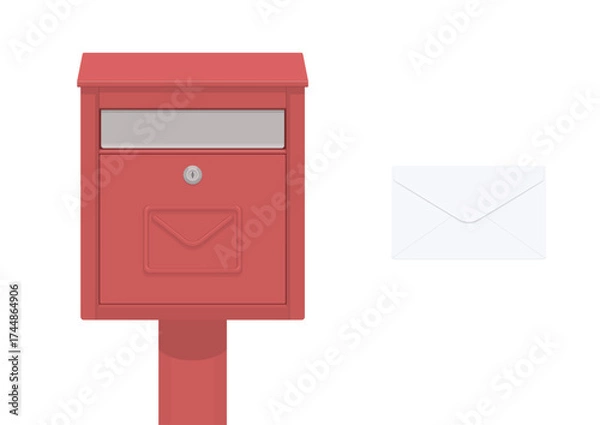 Fototapeta 郵便受けと手紙のイラスト
