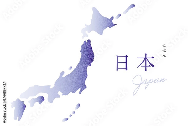 Fototapeta 日本地図 Japan map 粒状グラデーション テクスチャ
