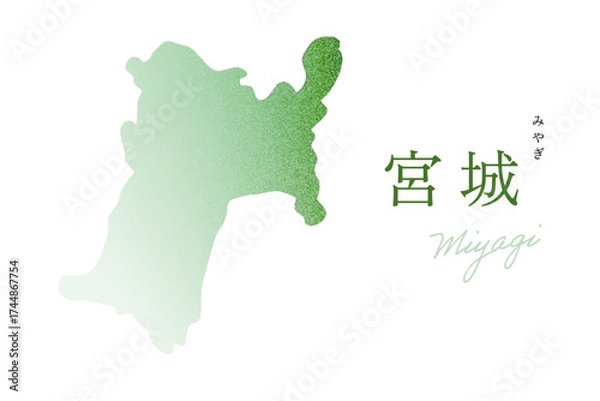 Fototapeta 宮城県 地図 Miyagi map ノイズグラデーション テクスチャ