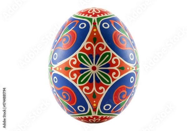 Obraz Vibrant Easter Egg with Traditional Folk Art Design isolated on transparent background