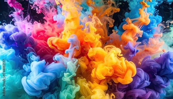 Fototapeta Vibrant Ink Colors Diffusing in Water