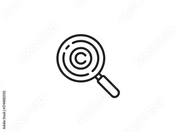 Fototapeta Magnifying glass with copyright symbol isolated on white background illustration