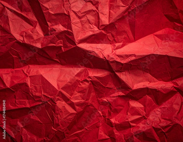 Obraz Red wrinkled paper background texture for abstract design material