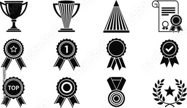 Obraz Vector set of awards trophy medal certificate and achievement icons