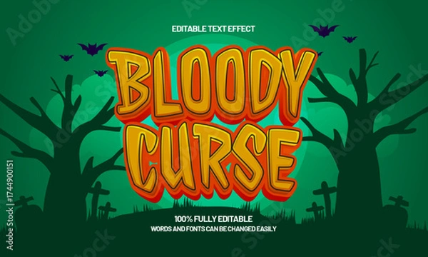 Fototapeta bloody curse editable text effect