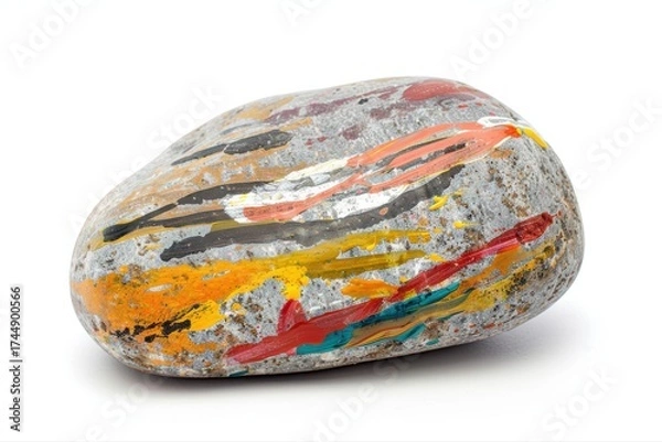 Fototapeta Painted Stone Artwork Creative Expression Rock Art Craft Hobby Colorful on transparent background