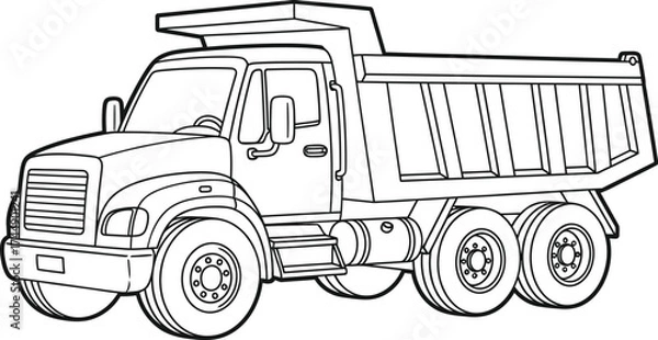 Obraz Dump truck coloring page printable free easy transportation vehicle