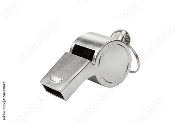 Fototapeta Metal Whistle Referee Coach Emergency Signal isolated on transparent background