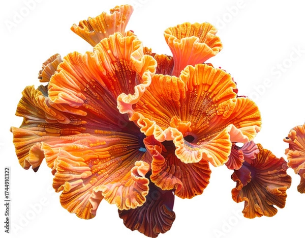 Fototapeta Top View of Realistic Fire Coral Cluster, Sea Plant Texture PNG, AI Generated