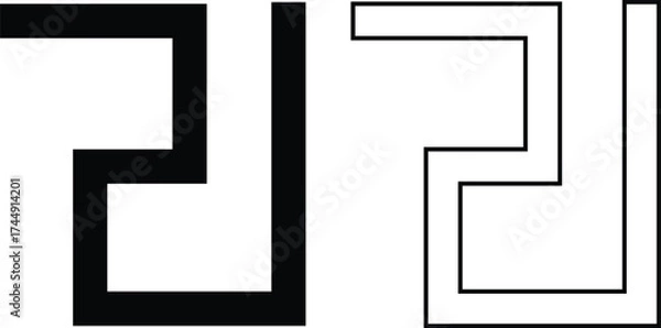 Fototapeta Greek key border icon set in flat and outline styles. Ancient meander pattern symbol, geometric frame design elements, seamless ornamental art decoration and classic greek design vectors illustration.