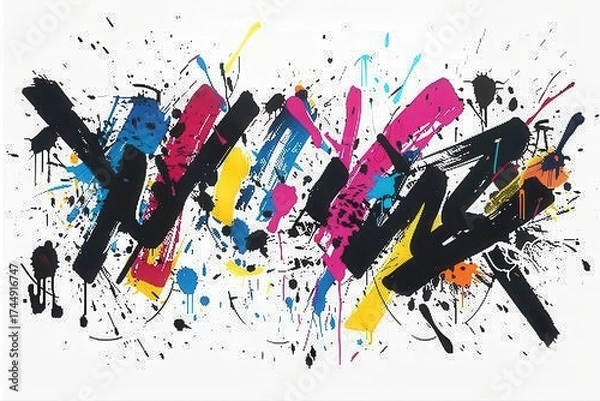 Fototapeta Expressive Colorful Strokes Bold Brushstrokes Vivid Abstract Painting on transparent background