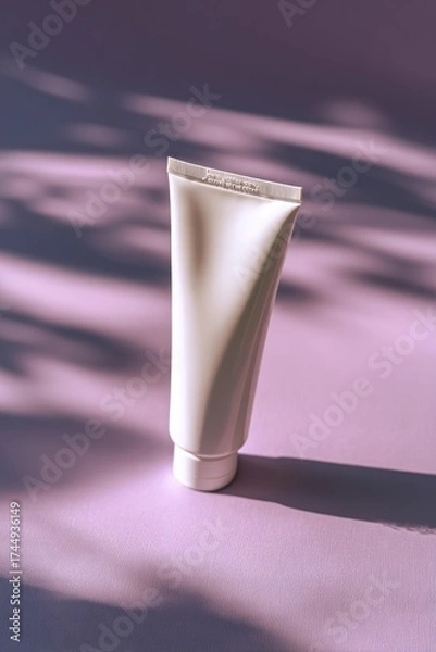 Fototapeta Moisturizer Tube on a Lilac Surface with Subtle Shadows for Beauty Use