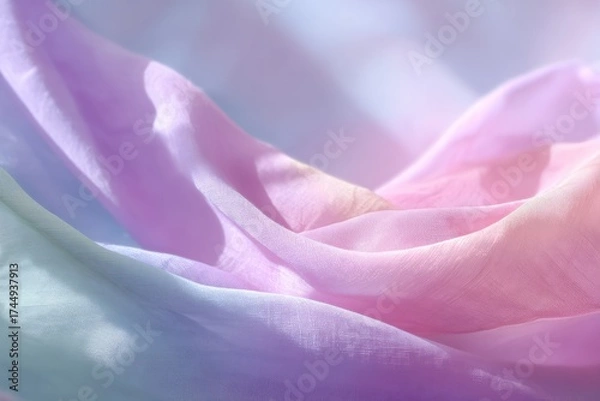 Fototapeta Soft Layered Pastel Gradient Fabric Texture with Delicate Flowing Curves