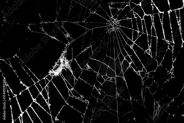 Obraz spider web on a black background