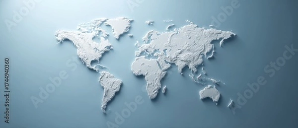 Fototapeta The World Map in Relief Design for Modern Aesthetic Decor