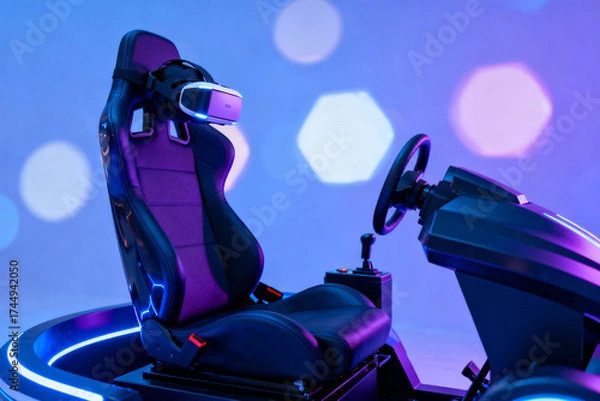 Fototapeta Virtual reality racing simulator setup