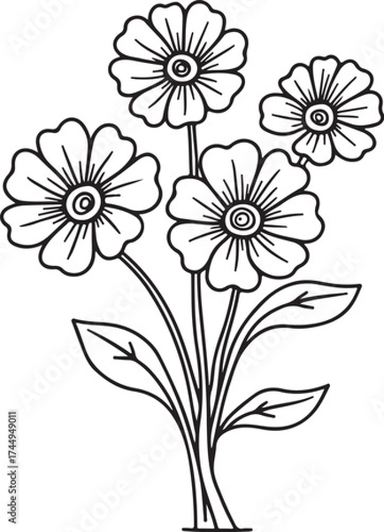 Fototapeta Flower Outline Art Printable Pack
