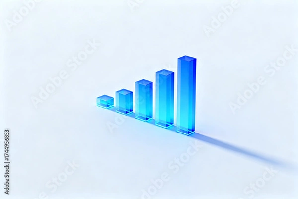 Obraz Blue Bar Chart on White Background