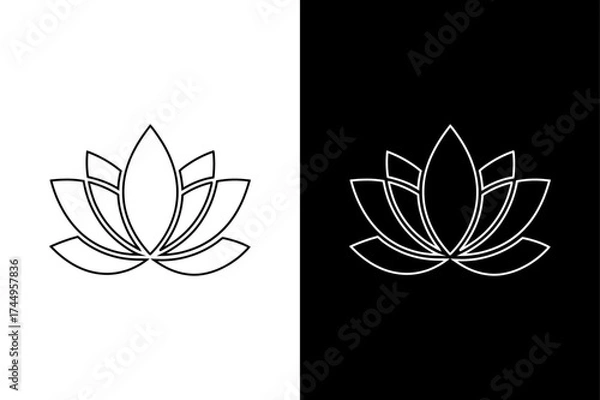 Fototapeta Lotus Blossom Icon — Calmness and Balance Symbol in Monochrome,