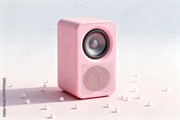 Obraz Pink speaker with white beads on surface