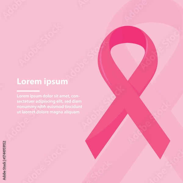 Fototapeta Pink Ribbon Awareness Symbol Breast Cancer Awareness Vector
