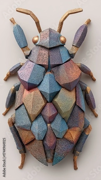 Fototapeta Mutant cockroach with reflective metallic exoskeletons in urban environment a fascinating animal exploration