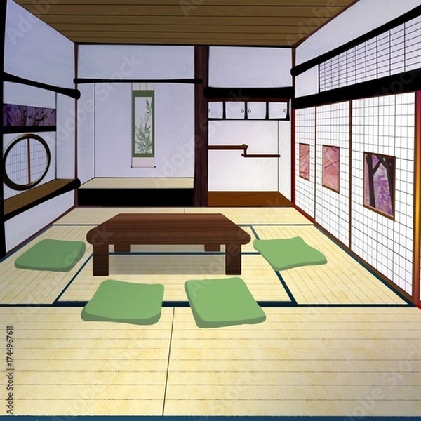 Obraz 桜のある和室