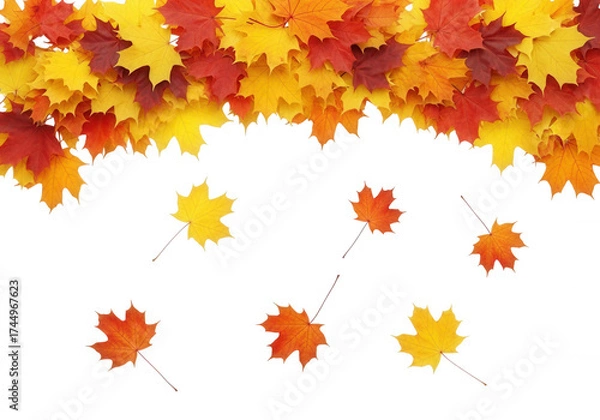 Obraz Autumn leaves falling isolated on a transparent background