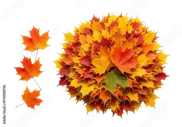 Obraz Autumn maple leaves arrangement isolated on a transparent background