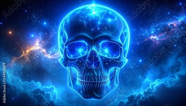 Fototapeta Cosmic skull in vibrant light