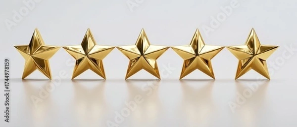 Fototapeta The gold stars representing a five star rating for luxury product or service