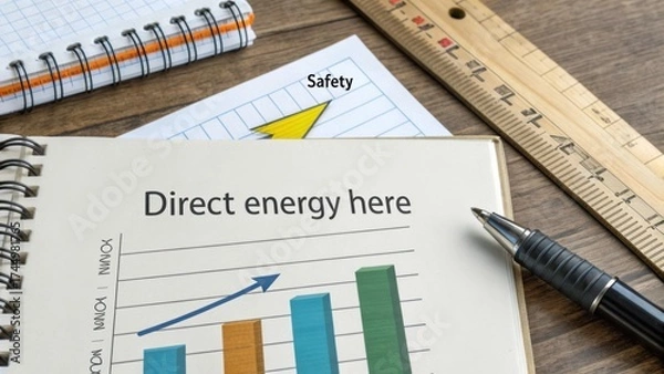Obraz Direct Energy Management Visualization with Safety Note and Graph on Notepad for Efficient Resource Allocation Strategy