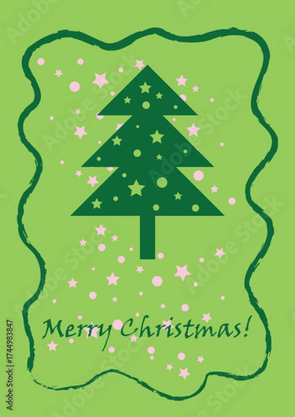 Obraz Cheerful holiday vibes with this stylish Christmas tree graphic, the perfect festive greeting for friends and family this holiday season